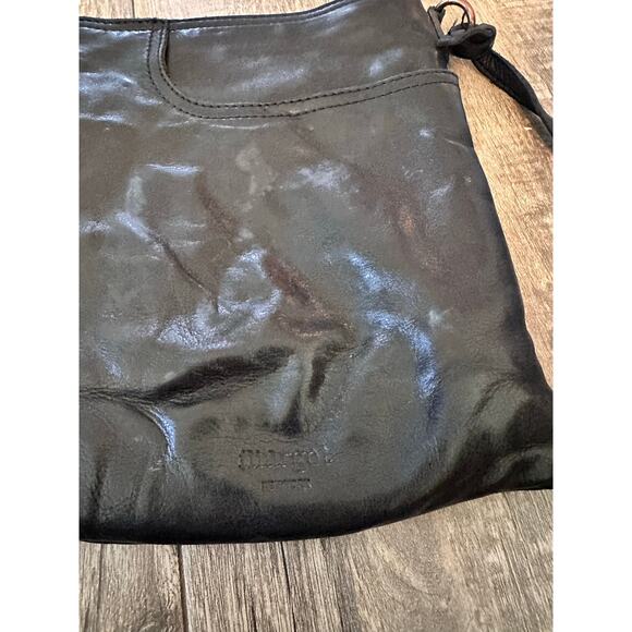 Margot New York Women's Black Genuine Leather Adjustable Straps Shoulder Bag - Picture 4 of 13